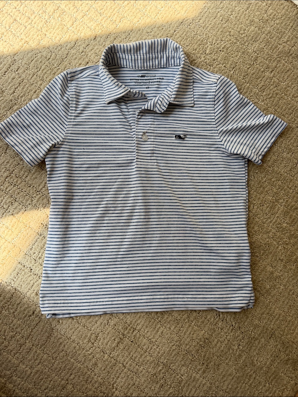 Vineyard Vines Boys Sankaty White & Navy Striped Polo size 4 T